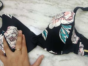 floral print black padded  bra