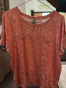 Old Navy Orange Patterned Top