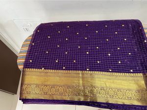 Purple Organza Saree With Kanchi Weaved Borders