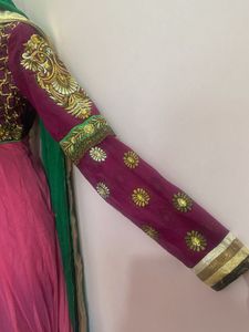 Elegant Pink &amp; Purple Anarkali Suit