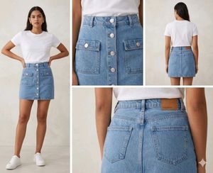 Denim Button-Front Mini Skirt