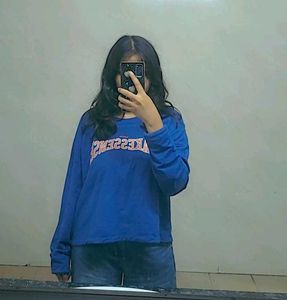 Blue Graphic Print Long Sleeve Top
