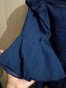 Stylish Blue Ruffled Top