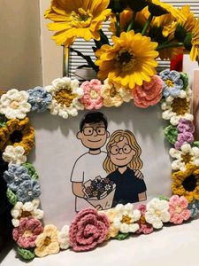 Handmade Crochet Flower Photo Frame