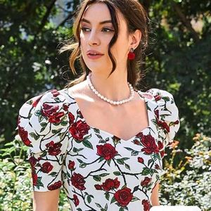 Floral Sweetheart Neck Top
