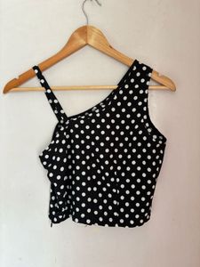 Chic Polka Dot One Shoulder Top