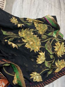 Elegant Black Floral Saree with blouse