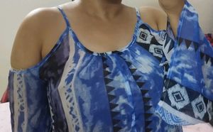 Blue Print Cold Shoulder Top