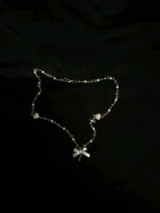 Cute Bow Necklace with Pearls