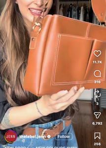 Label Jenn Black Handbag with Contrast Stitching