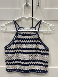 Chic Striped Crochet Crop Top