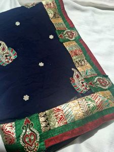Designer Navy Blue Saree