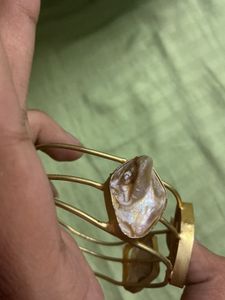 Unique Gold Bracelet with White Stone