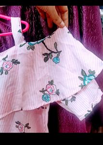 Pink Striped Cold Shoulder Top