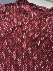 Maroon Printed Kurta