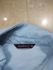 Light Blue Tie-Front Crop Top