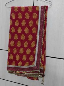 Beautiful Red & Gold Print Saree