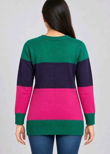 Chic Colorblock Rose Detail Sweater