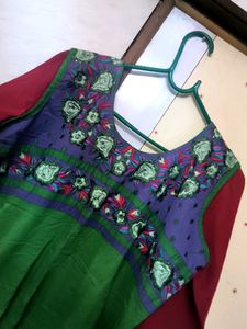 Green Embroidered Anarkali Kurti
