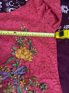 Beautiful Red Kurta with Floral Embroidery