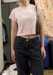 H&amp;M Pink Cropped Graphic Tee