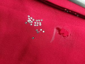 Brand New Red Colour Plain Saree With Stones