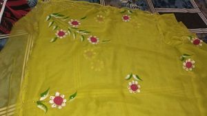 Handpainted Yellow Saree