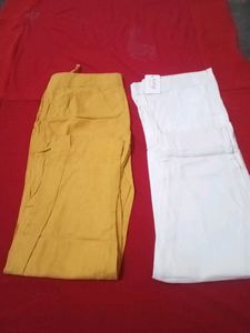 Combo Trousers White And Mustard