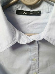 fitted siren style shirt lght Blue Button-Down Shi