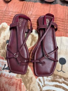 Burgundy Strappy Flats