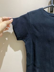 Black Ribbed T-Shirt
