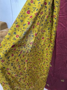 Maroon Kurta Set with Mustard Dupatta