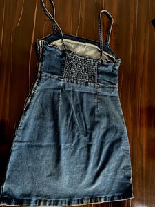 Blue Denim Square Neck Mini Dress