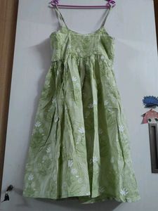 Green Floral Print Midi Dress