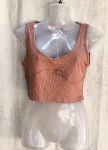 Ribbed V-Neck Crop Top