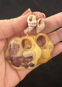 Vintage Mop shell  inlay resin Dangle Earrings