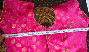 Vibrant Pink Brocade Blouse Set