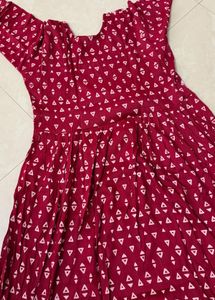 Maroon Embroidered Kurta