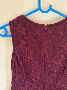 Burgundy Lace Tiered Mini Dress