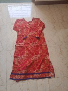 Red &amp; Purple Cotton Kurta