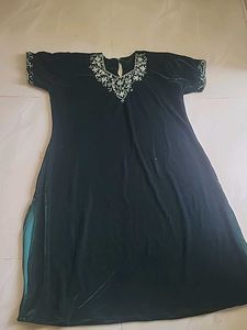 Elegant Velvet Gown with Embroidery