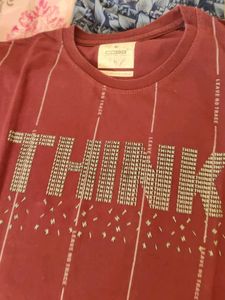 Burgundy 'Think' Graphic Tee