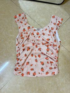 Cute Floral Ruched Tank Top