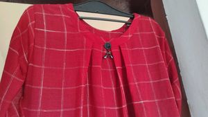 Red Checked Kurta