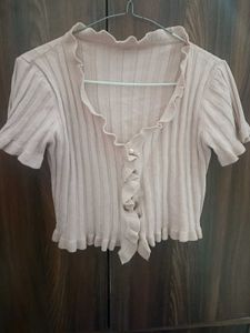 Cute Ruffled Knit Crop Top