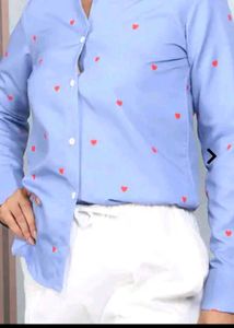 Cute Heart Print Blue Shirt with trouser black