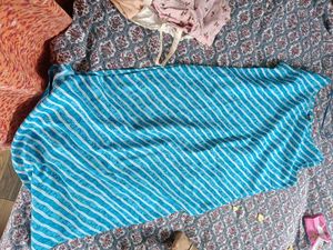 Blue Jaipuri print kurta with white pant