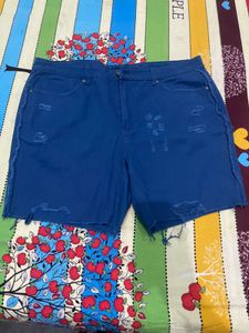 Stylish Blue Ripped Denim Shorts