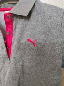 Puma Grey Long Sleeve Polo Shirt
