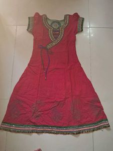 Red Embroidered Kurta